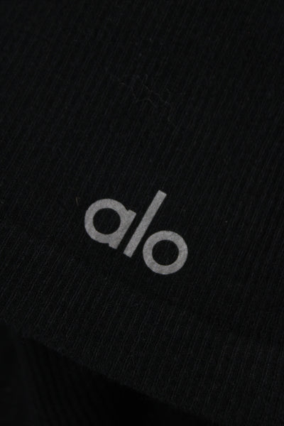 Alo Womens Unitard Black Sleeveless Scoop Neck Athleisure Cotton Size XS