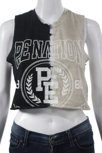 PE Nation Women Cropped Colorblock Beige Sleeveless Tank Size XS