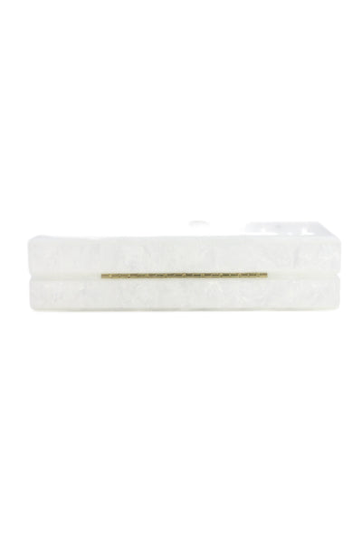 Ashlyn D Womens Marble Faux Pearl Detail Clutch Bag White