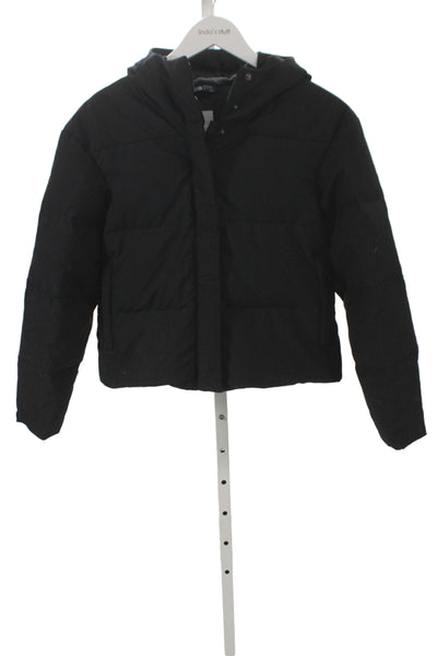 The North Face Girls Solid Hooded Puffer Jacket Black Size L