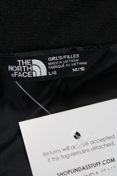 The North Face Girls Solid Hooded Puffer Jacket Black Size L