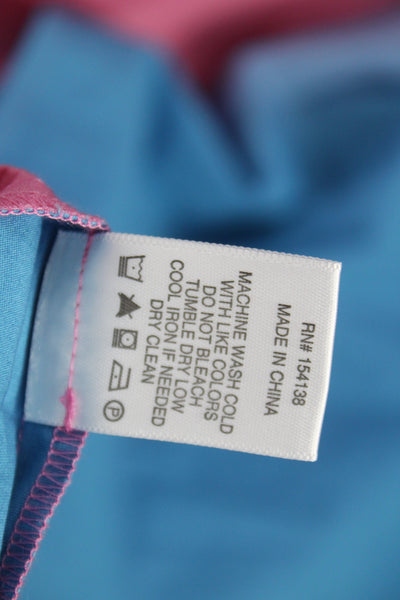 Staud Womens Maxi Off Shoulder Colorblock Blue Cotton Dress Button Size 2
