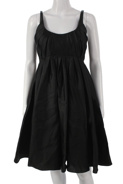 Zac Posen Women Fit & Flare Dress Black Silk Scoop Neck Knee Length Size 4