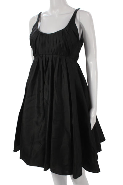 Zac Posen Women Fit & Flare Dress Black Silk Scoop Neck Knee Length Size 4
