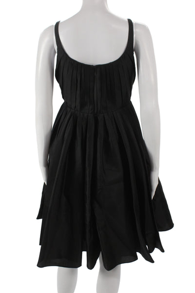 Zac Posen Women Fit & Flare Dress Black Silk Scoop Neck Knee Length Size 4