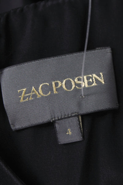 Zac Posen Women Fit & Flare Dress Black Silk Scoop Neck Knee Length Size 4