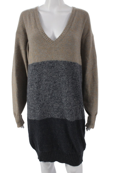 Stella McCartney Womens Sweater Dress Beige Long Sleeve Knee Length Size 40