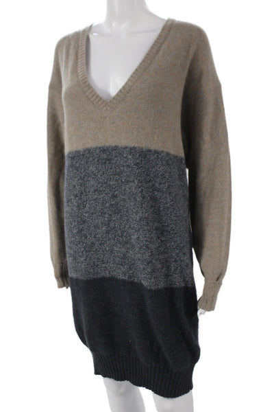 Stella McCartney Womens Sweater Dress Beige Long Sleeve Knee Length Size 40