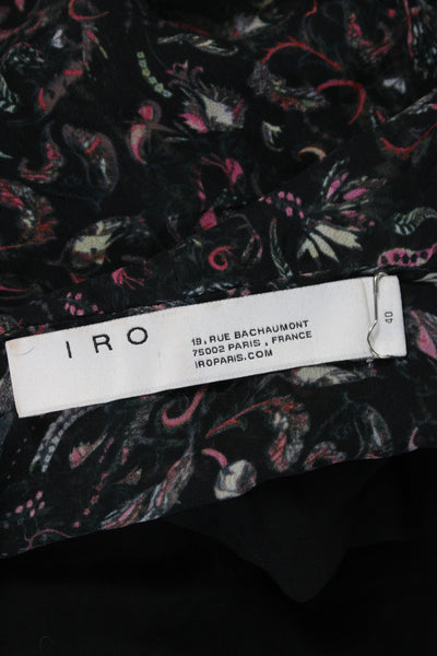 IRO Womens Mini Paisley V-Neck Long Sleeve Dress Black Size 40