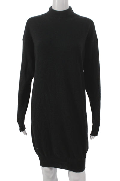 Stella McCartney Women Sweater Dress Black Virgin Wool Long Sleeve Size 40