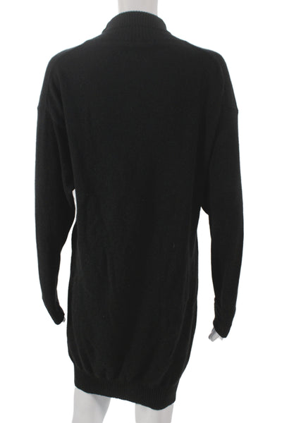 Stella McCartney Women Sweater Dress Black Virgin Wool Long Sleeve Size 40