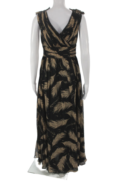 Marchesa Notte Womens Maxi Silk Animal Print V Neck Sleeveless Dress Size 6