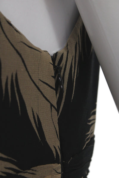 Marchesa Notte Womens Maxi Silk Animal Print V Neck Sleeveless Dress Size 6