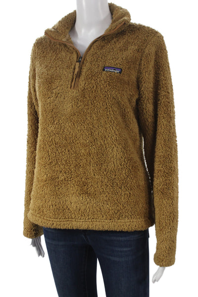 Patagonia Women Pullover Sweatshirt Brown Zip Long Sleeve Recycled Size S