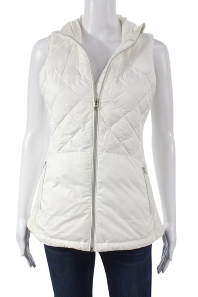 Lululemon Womens Puffer Jacket White Sleeveless Zip Synthetic Size 6