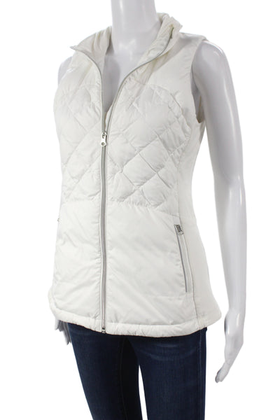 Lululemon Womens Puffer Jacket White Sleeveless Zip Synthetic Size 6