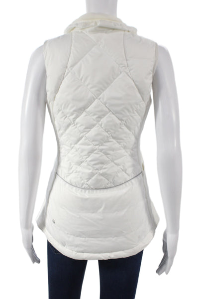 Lululemon Womens Puffer Jacket White Sleeveless Zip Synthetic Size 6