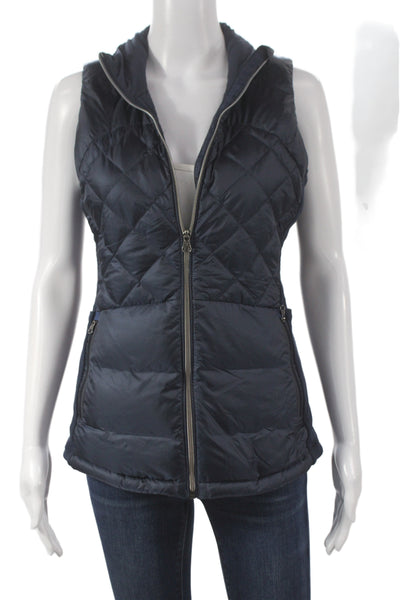 Lululemon Women Puffer Vest Blue Nylon Argyle Zip Athleisure Fall Size 6