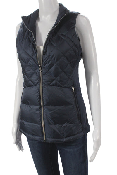 Lululemon Women Puffer Vest Blue Nylon Argyle Zip Athleisure Fall Size 6