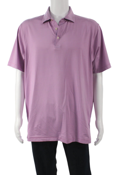 Peter Millar Mens Polo Pink Short Sleeve Polyester Golf Size L