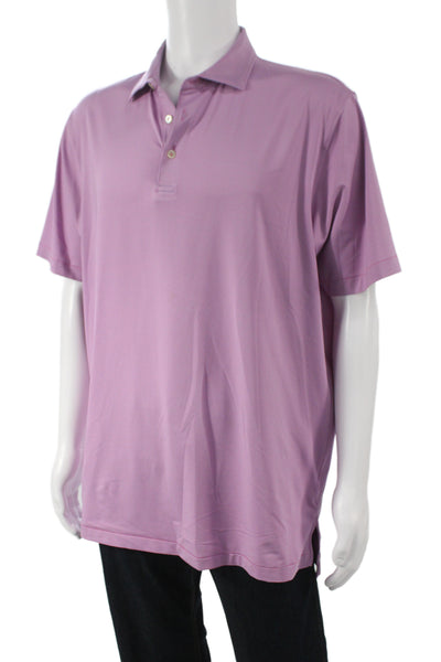 Peter Millar Mens Polo Pink Short Sleeve Polyester Golf Size L