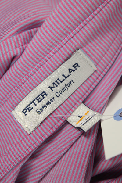 Peter Millar Mens Polo Pink Short Sleeve Polyester Golf Size L