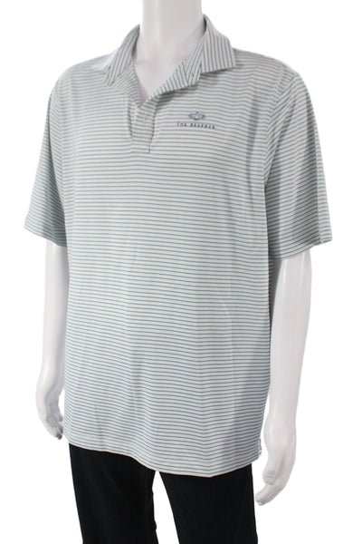 Straight Down Mens Polo Blue Striped Collared Short Sleeve Golf Size XL