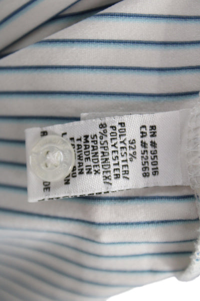 Straight Down Mens Polo Blue Striped Collared Short Sleeve Golf Size XL