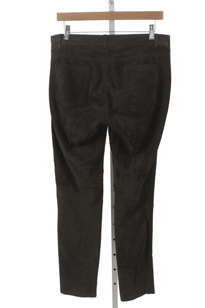 Vince Womens Ankle Leather Pants Brown 32 Inseam Button Closure Size 6