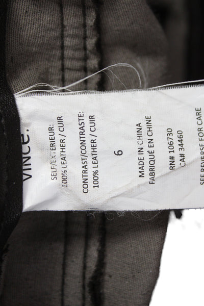 Vince Womens Ankle Leather Pants Brown 32 Inseam Button Closure Size 6