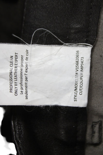 Vince Womens Ankle Leather Pants Brown 32 Inseam Button Closure Size 6