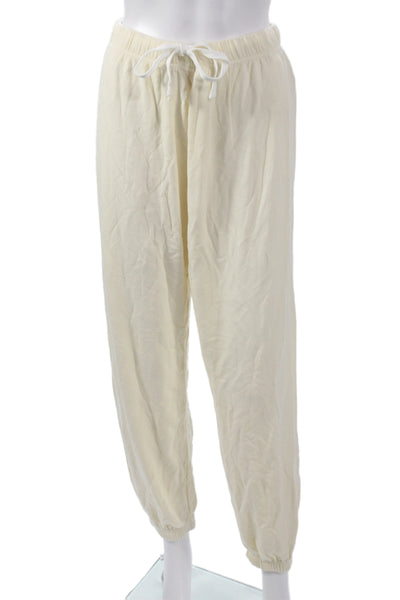 Splits59 Womens Ruched Drawstring Andie Sweatpants Yellow Size S