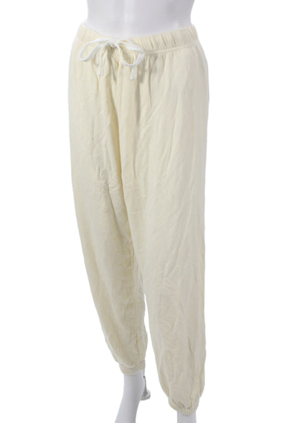 Splits59 Womens Ruched Drawstring Andie Sweatpants Yellow Size S