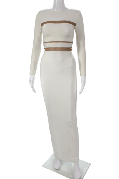 House Of CB London Womens Bodycon White Long Sleeve Rayon Dress Size XS