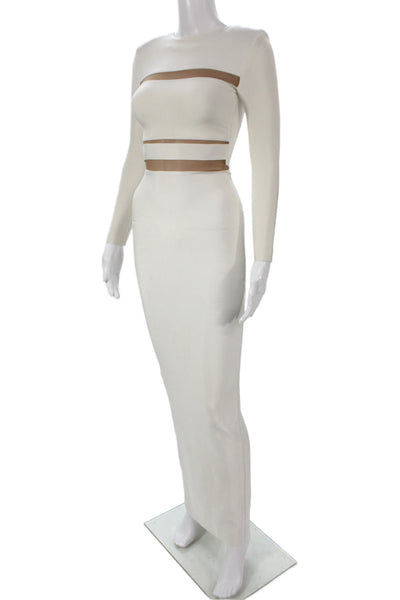 House Of CB London Womens Bodycon White Long Sleeve Rayon Dress Size XS