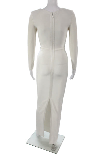 House Of CB London Womens Bodycon White Long Sleeve Rayon Dress Size XS