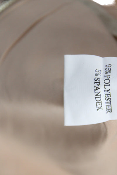House Of CB London Womens Bodycon Midi Dress Beige Long Sleeve Round Neck Size S