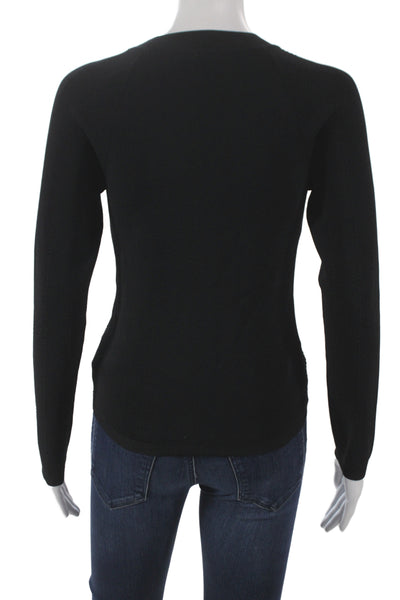 L'Agence Womens Pullover Sweater Black Crew Neck Long Sleeve Rayon Size S