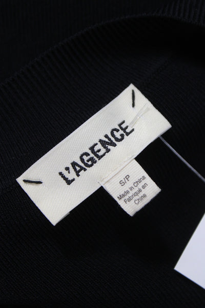 L'Agence Womens Pullover Sweater Black Crew Neck Long Sleeve Rayon Size S