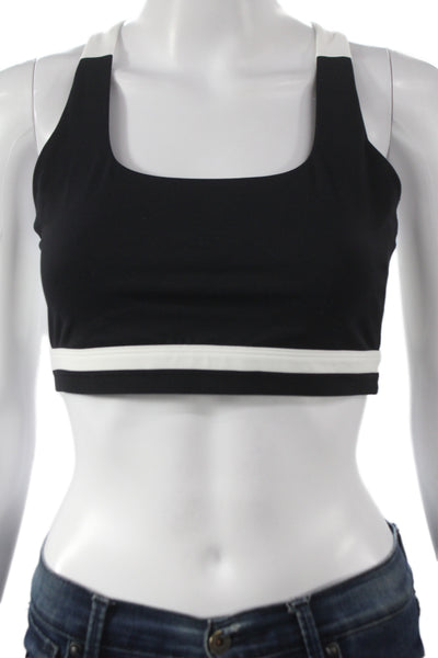 Splits59 Womens Striped Miles Rigor Athletic Sports Bra Black Size M