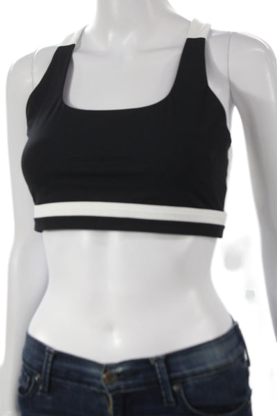 Splits59 Womens Striped Miles Rigor Athletic Sports Bra Black Size M