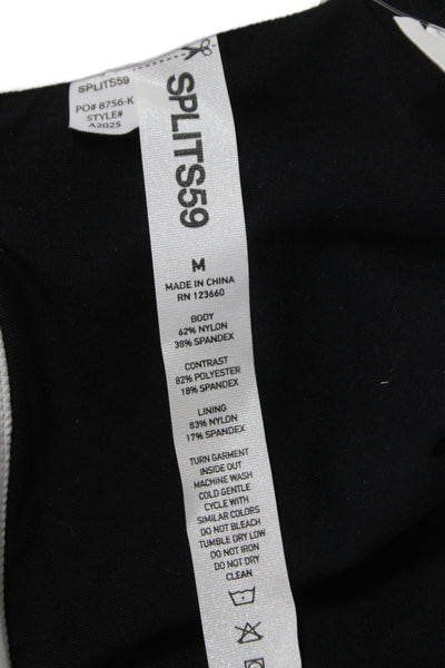 Splits59 Womens Striped Miles Rigor Athletic Sports Bra Black Size M