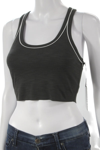 Splits59 Womens Striped Trimmed Bailey Bralette Sports Bra Heather Gray Size S
