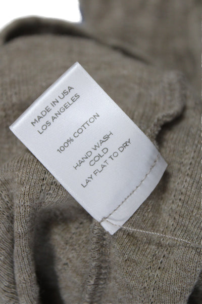 Leset Women Cardigan Striped Brown 100% Cotton Round Neck Long Sleeve Size XS