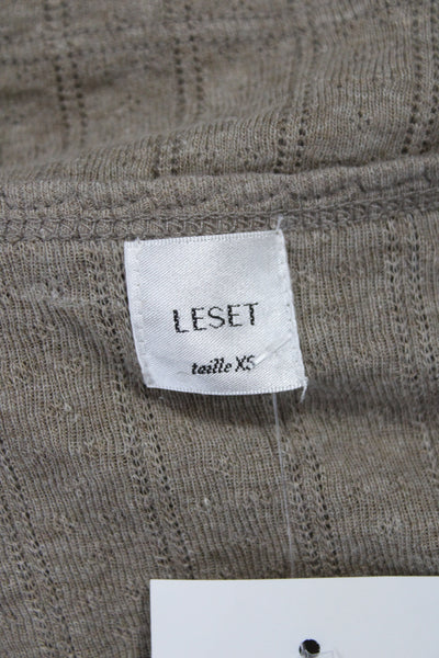 Leset Women Cardigan Striped Brown 100% Cotton Round Neck Long Sleeve Size XS