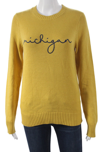 Ellsworth & Ivey Women Yellow Pullover Sweater Crewneck 60% Cotton Size XS