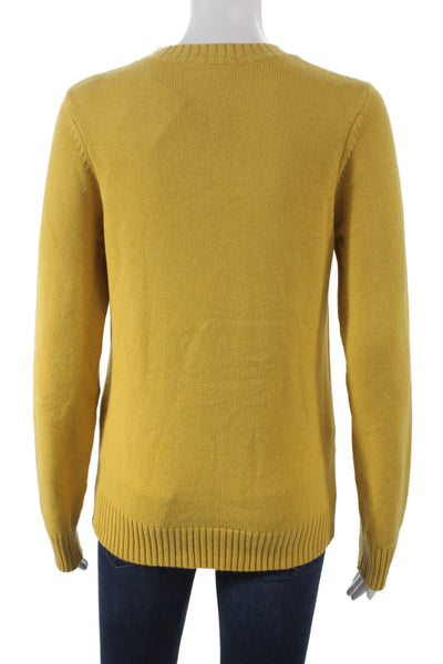 Ellsworth & Ivey Women Yellow Pullover Sweater Crewneck 60% Cotton Size XS