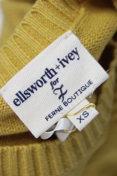 Ellsworth & Ivey Women Yellow Pullover Sweater Crewneck 60% Cotton Size XS