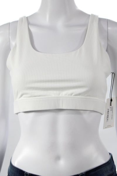 Splits59 Womens Air Weight Ribbed Athletic Sports Bra White Size M