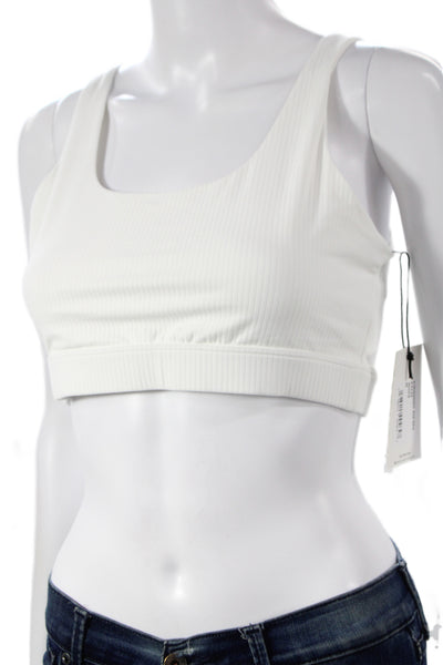 Splits59 Womens Air Weight Ribbed Athletic Sports Bra White Size M